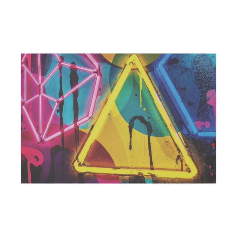 Bright Abstract Fusion Geometric Art in Cyan, Pink, Black, and Yellow - Image 13