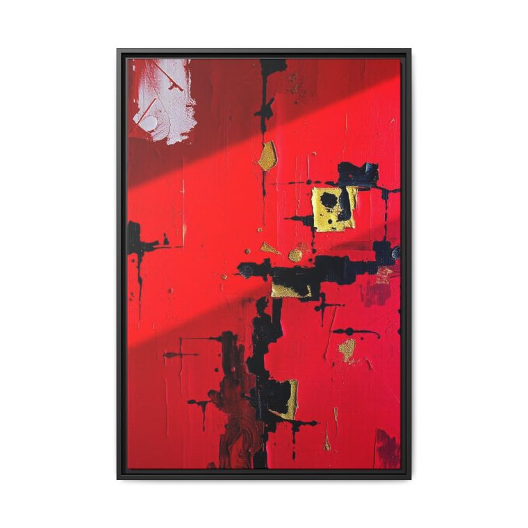 Vibrant Red Abstract Art Home with Gold And Black Accents - Image 5