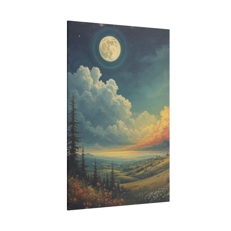 Majestic Moonlit Landscape Rolling Hills Under a Dramatic Sky - Image 14