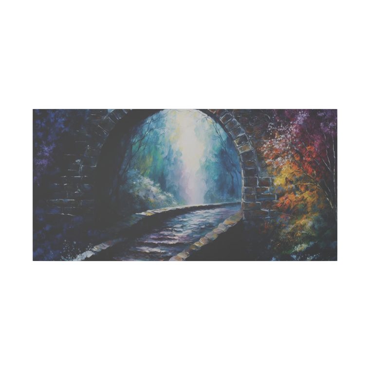 Mystical Bridge Spiritual Realms in Textured Watercolor Panel Art - Image 9