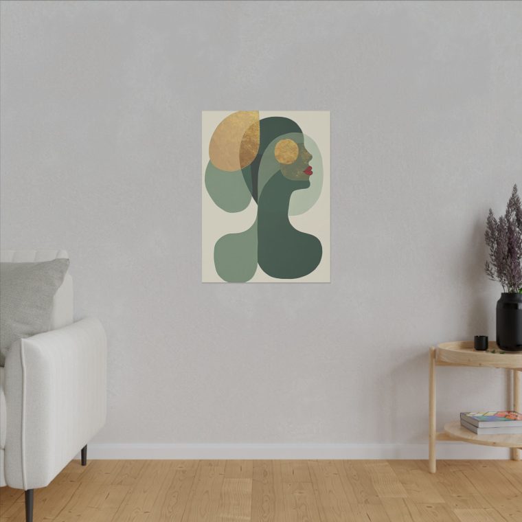 Green Serenity Naïve Art Collage with Minimalist Elegance - Image 7