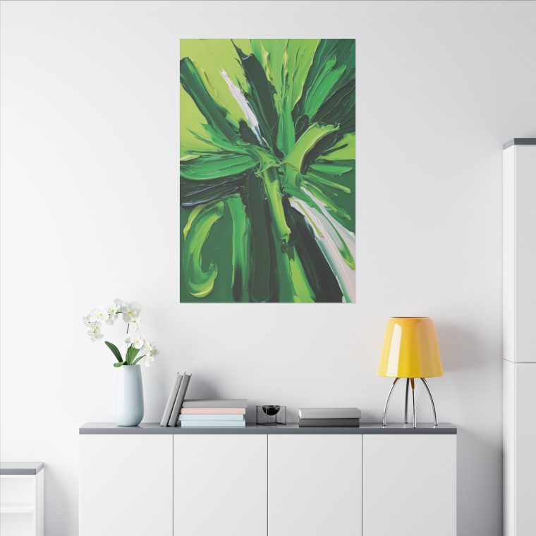 Dynamic Green Flow Modern Abstract Oil Painting in Vibrant Tones - Image 4
