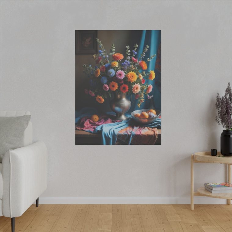 Flowers in Full Color: Boho Meets Vintage Blue Painting - Image 3
