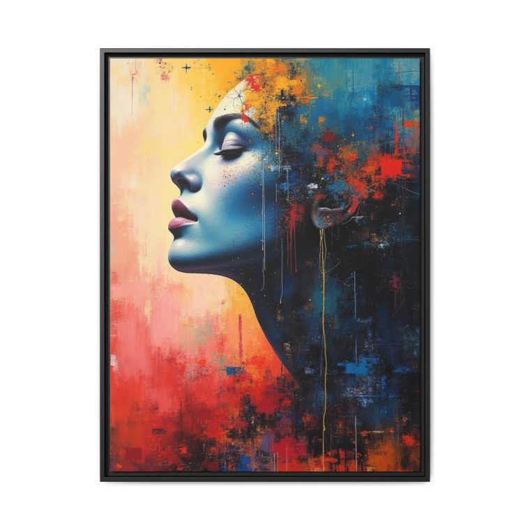 Bold and creative abstract face canvas for modern interiors.