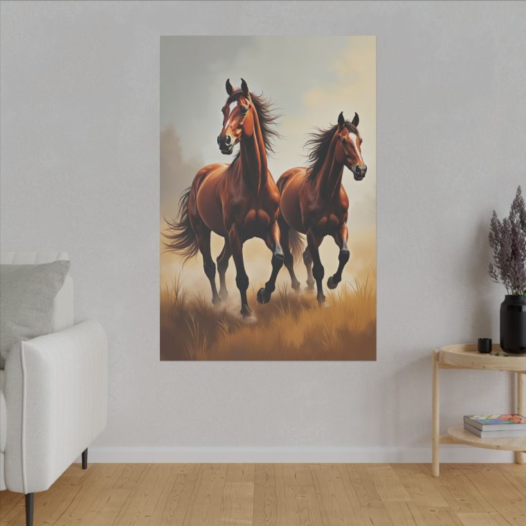 Graceful Gallop of Brown Stallions - Image 11