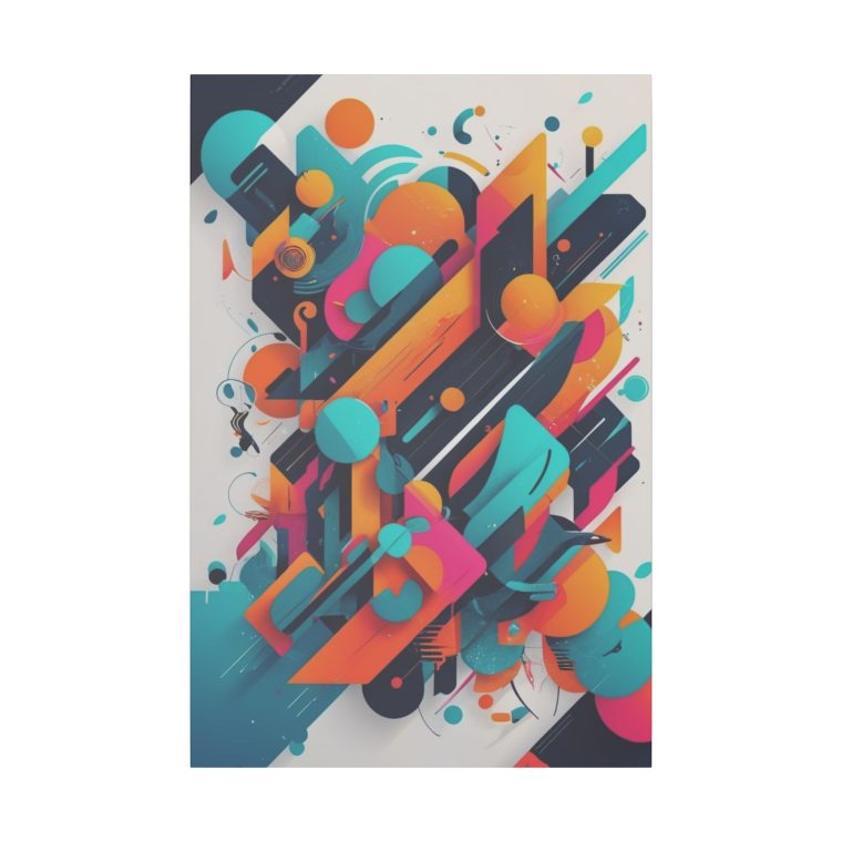 Modern Abstract Symphony of Shapes and Colors Wall Art - Image 2