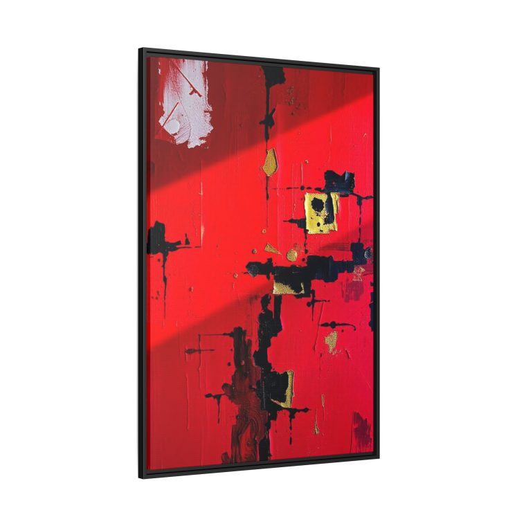 Vibrant Red Abstract Art Home with Gold And Black Accents - Image 10