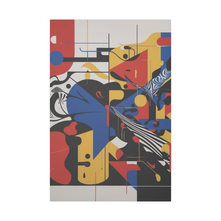 Dynamic Abstract Expression Modern Art with Bold Colors Geometric Fusion - Image 2