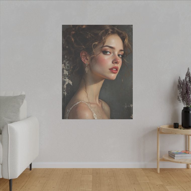 Timeless Elegance Vintage Portrait with Delicate Floral Accents - Image 15