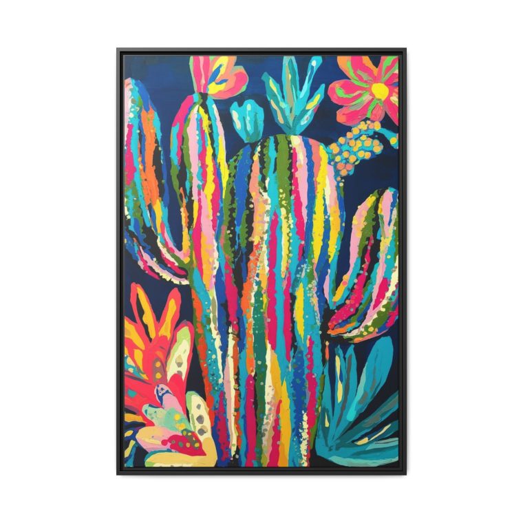 Bold and Vibrant: Maximalist Cactus Floral Abstract Art