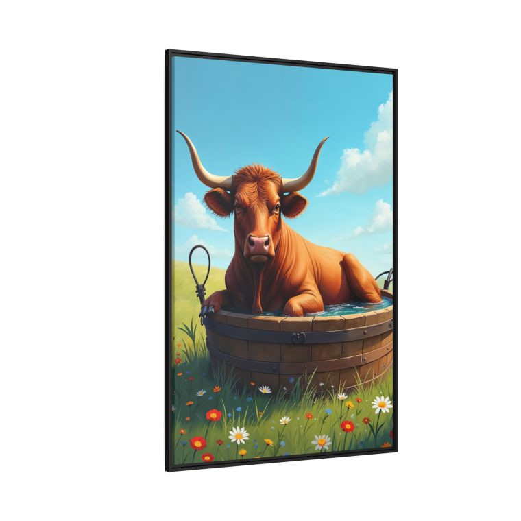 Unique Bull in a Tub Canvas Print - Image 2