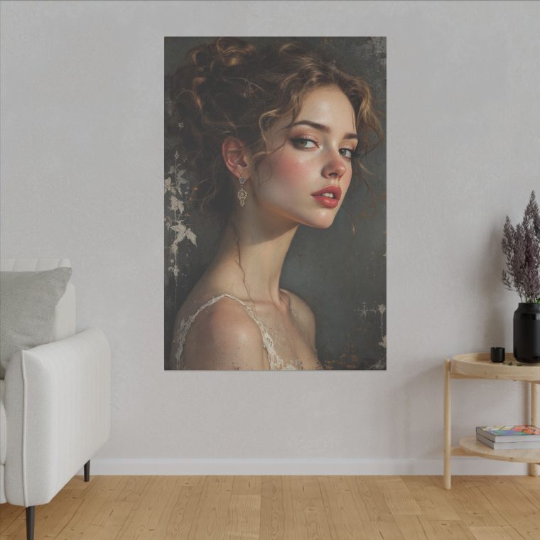 Timeless Elegance Vintage Portrait with Delicate Floral Accents - Image 3