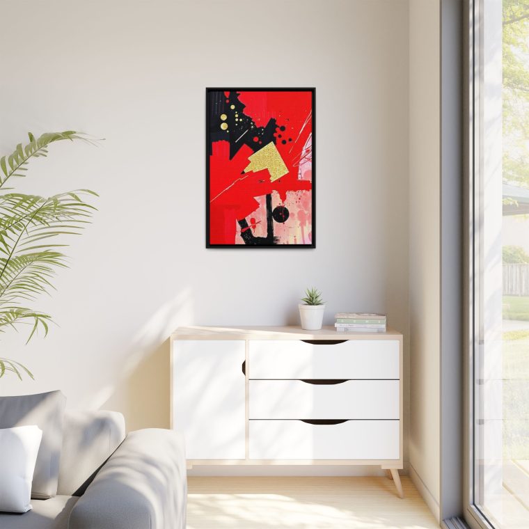 Passionate Red Abstract Wall Art with Gold And Black Accents - Image 7