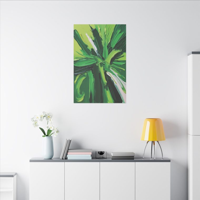 Dynamic Green Flow Modern Abstract Oil Painting in Vibrant Tones - Image 12