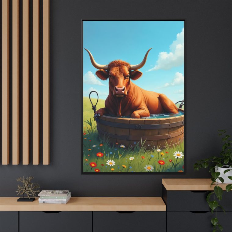 Unique Bull in a Tub Canvas Print - Image 4