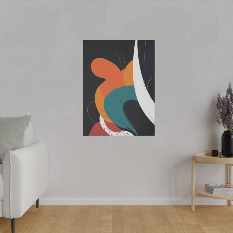 Abstract Modern Art Bold Colors and Fluid Geometric Shapes on Jet Black - Image 7