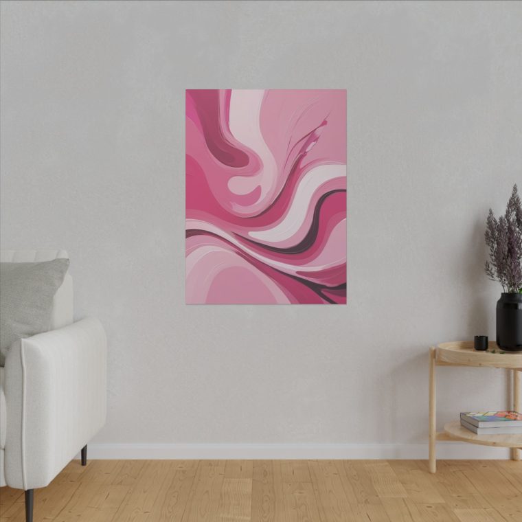 Flowing Harmony Modern Abstract Oil Painting in Gentle Pink Waves - Image 7