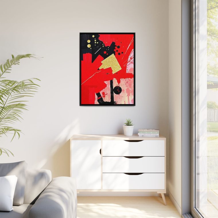 Passionate Red Abstract Wall Art with Gold And Black Accents - Image 15