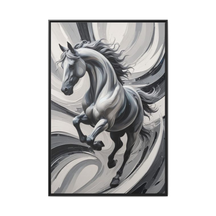 Abstract horse design in bold lines on a spacious canvas