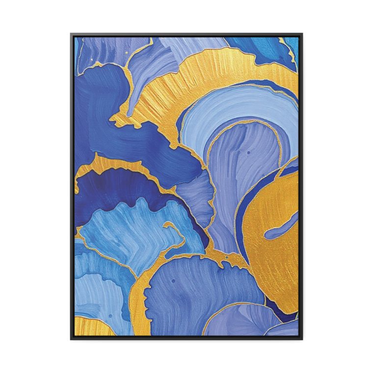 Large Vertical Gold And Blue Wall Art - Image 2