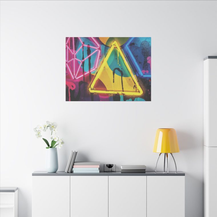 Bright Abstract Fusion Geometric Art in Cyan, Pink, Black, and Yellow - Image 24