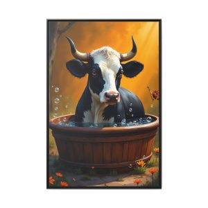 Bull in a Tub Whimsical Canvas Art