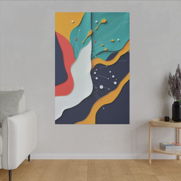 Layered Abstract Art Bold Colors and Minimalist Papier-Mâché Design - Image 3