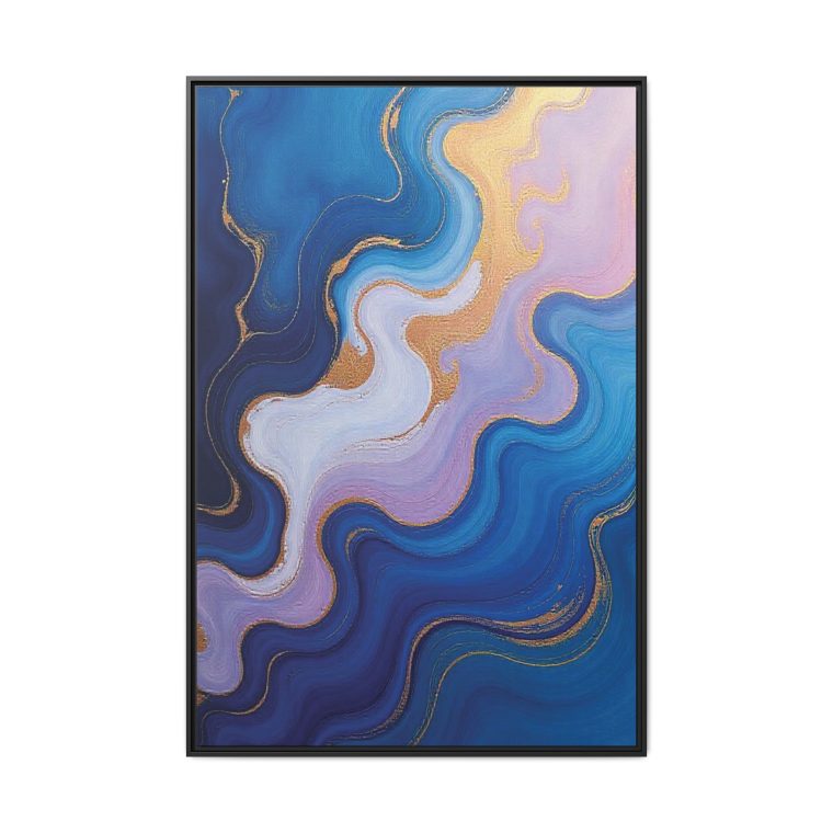 Gold and Blue Wall Art for Modern Interiors - Image 2