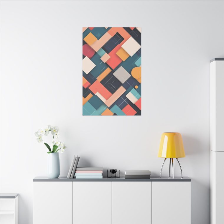 Geometric Symphony Abstract Square Pattern Wall Art - Image 8