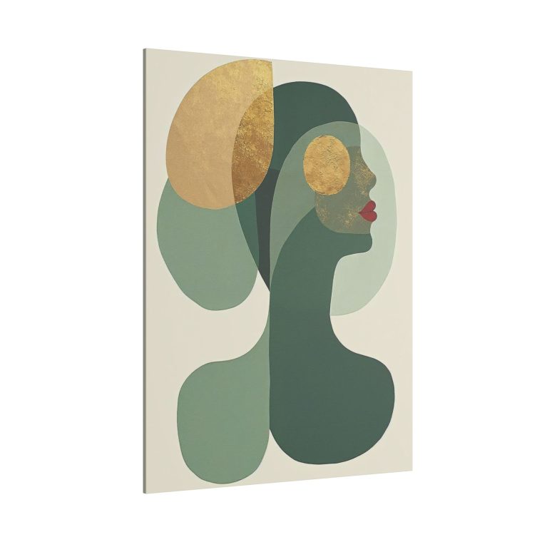 Green Serenity Naïve Art Collage with Minimalist Elegance