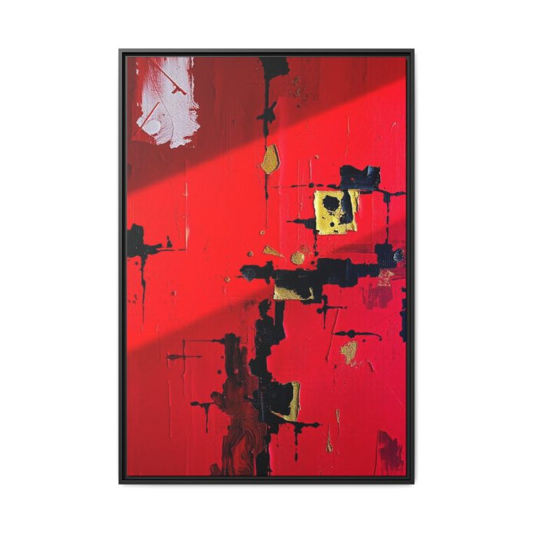 Vibrant Red Abstract Art Home with Gold And Black Accents - Image 9