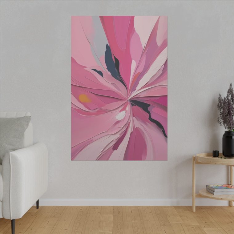 Elegant Flow Modern Abstract Oil Painting in Soft Pink Tones - Image 3