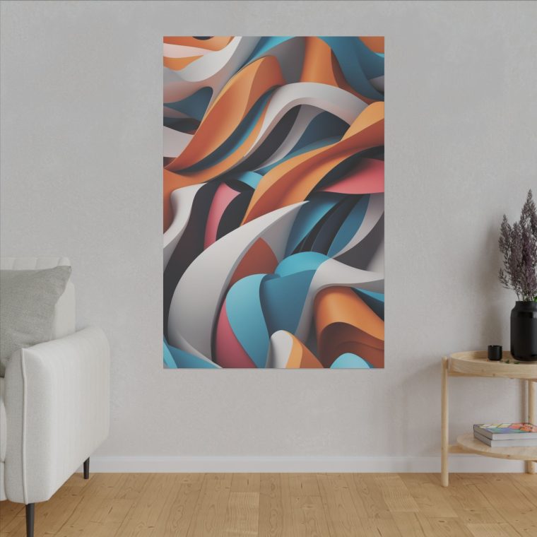 Flowing Harmony Abstract Color Wave 3D Wall Art - Image 3