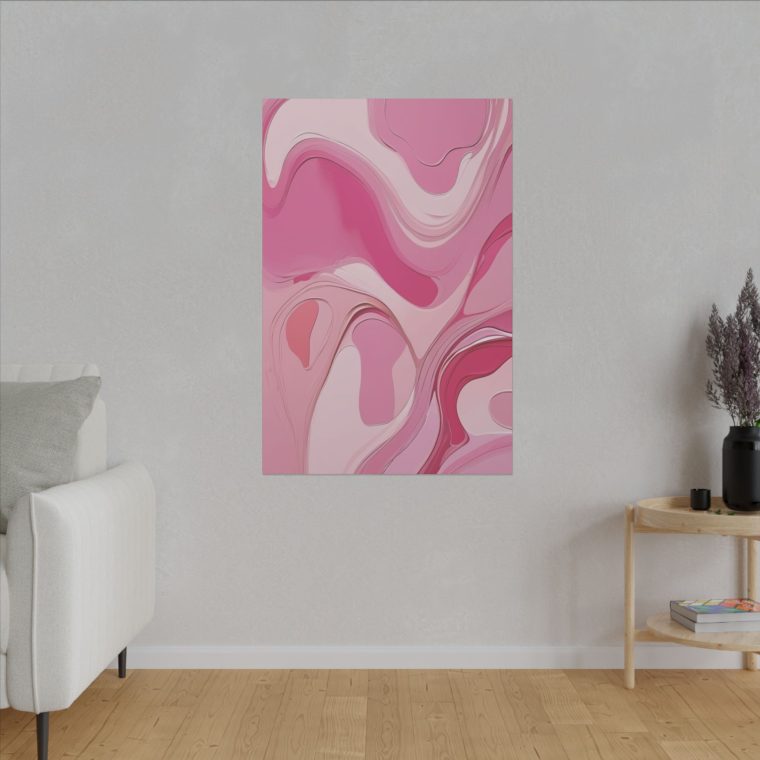 Playful Pink Patterns Abstract Oil Painting with Fluid Lines - Image 11