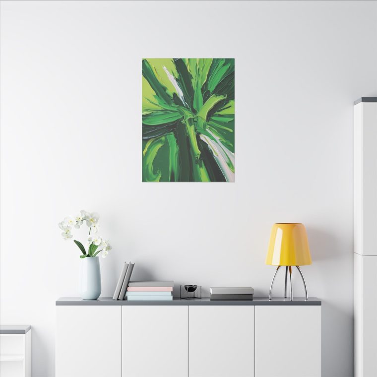 Dynamic Green Flow Modern Abstract Oil Painting in Vibrant Tones - Image 8