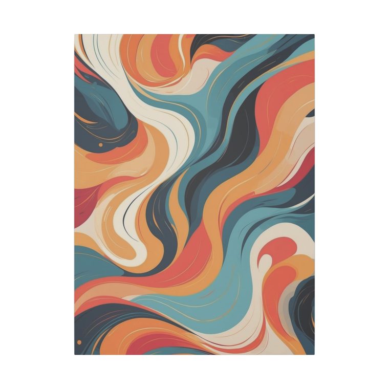 Modern Oil Painting Abstract Wall Art Vibrant Swirl Design - Image 5