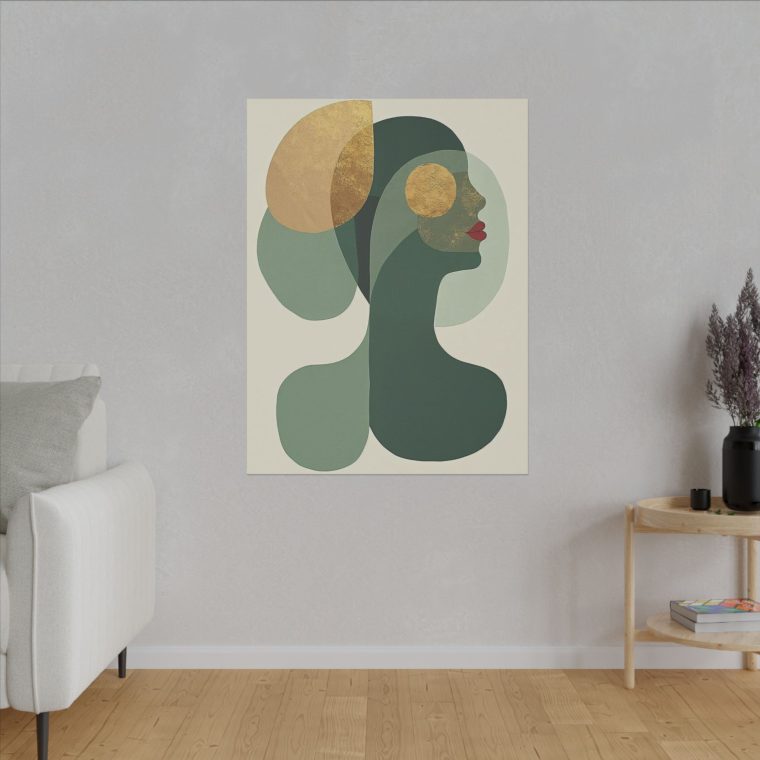 Green Serenity Naïve Art Collage with Minimalist Elegance - Image 3
