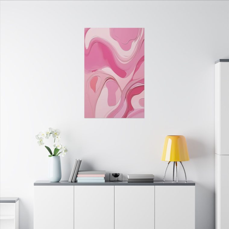 Playful Pink Patterns Abstract Oil Painting with Fluid Lines - Image 12