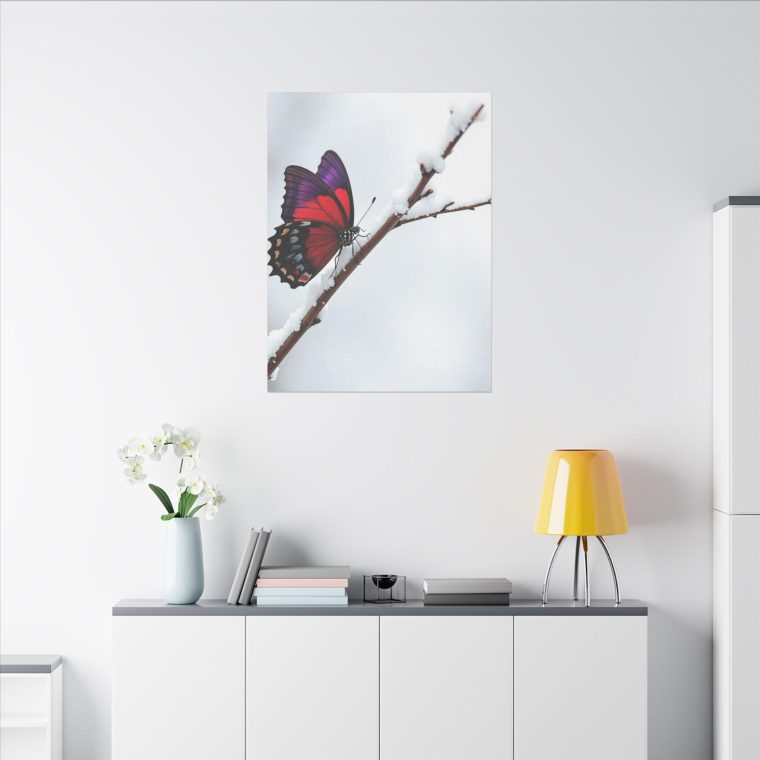 Snowy Serenity A Butterfly's Radiant Perch - Image 16