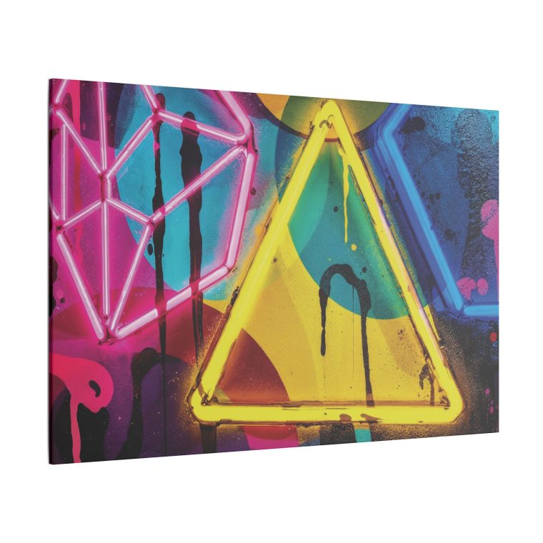 Bright Abstract Fusion Geometric Art in Cyan, Pink, Black, and Yellow - Image 14