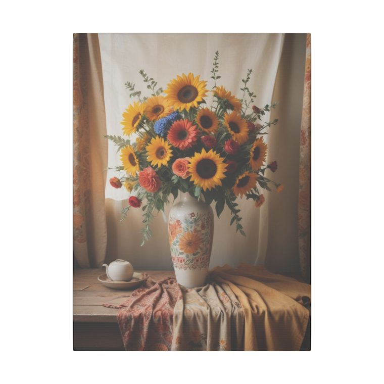 Vintage Simplicity Boho Vase of Flowers in Art - Image 2