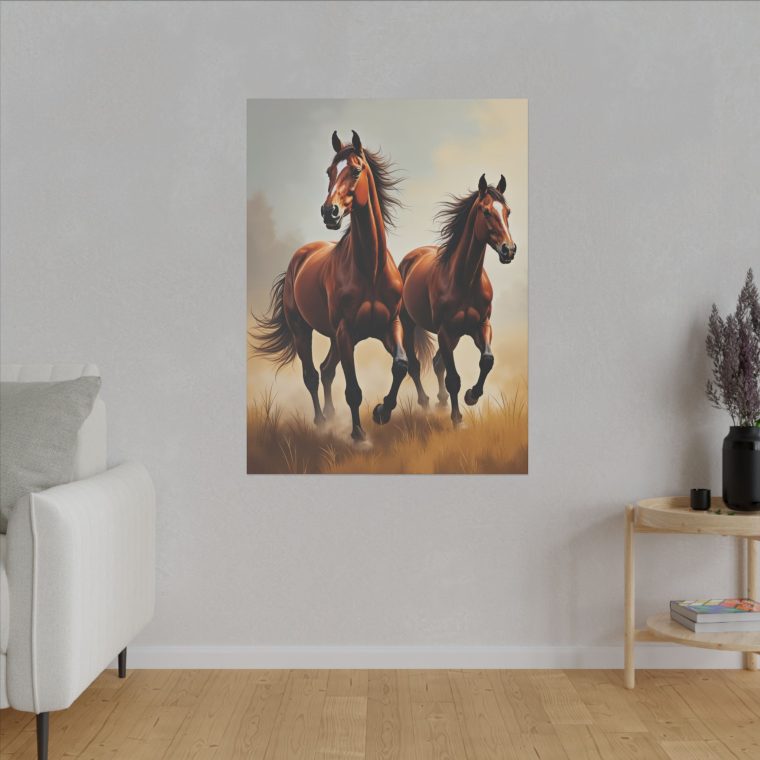Graceful Gallop of Brown Stallions - Image 15