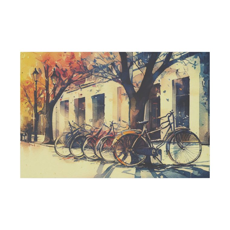 Bicycles on the Street A Charming Watercolor Scene - Image 9