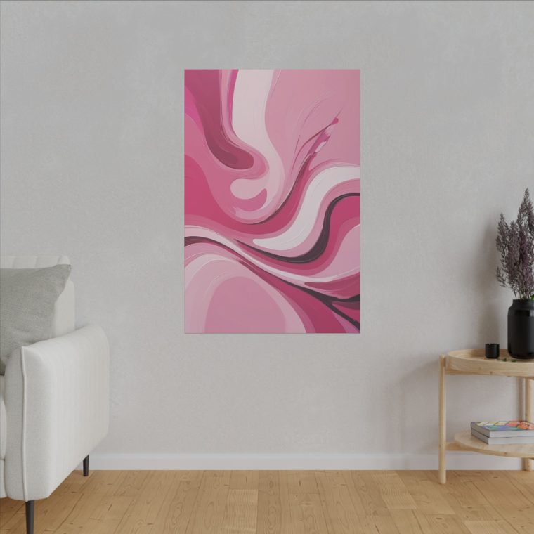 Flowing Harmony Modern Abstract Oil Painting in Gentle Pink Waves - Image 11