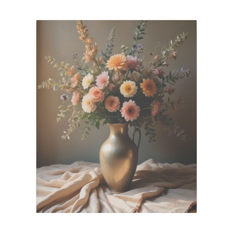 Timeless Beauty Gold Boho Still Life with Flowers and Cloth - Image 37