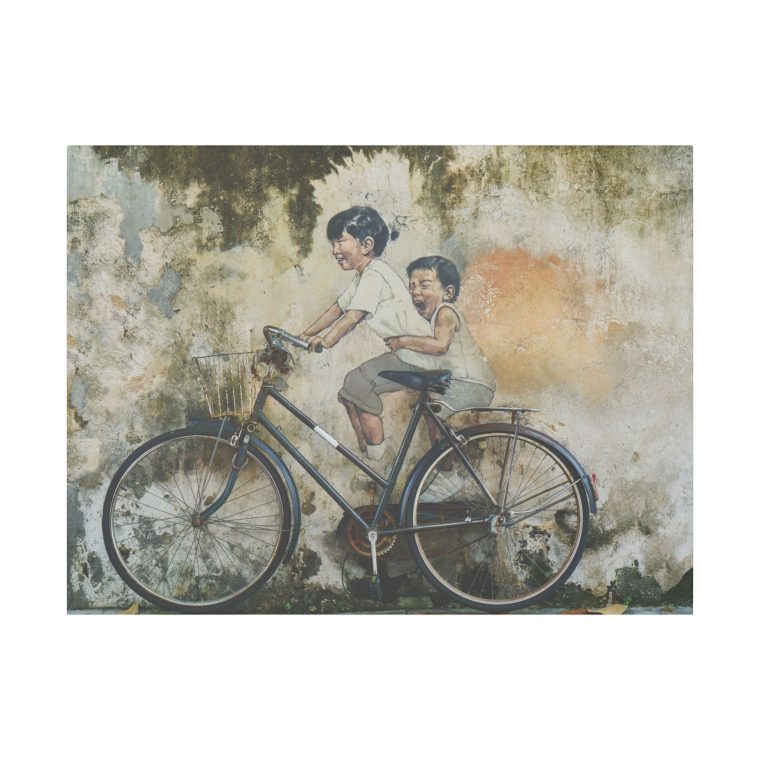 Graffiti Art Children Riding Bicycles in a Vibrant Street Scene - Image 13