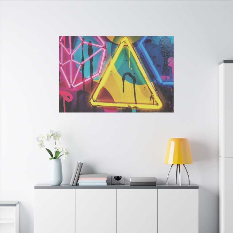 Bright Abstract Fusion Geometric Art in Cyan, Pink, Black, and Yellow - Image 20