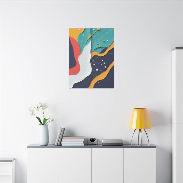 Layered Abstract Art Bold Colors and Minimalist Papier-Mâché Design - Image 8