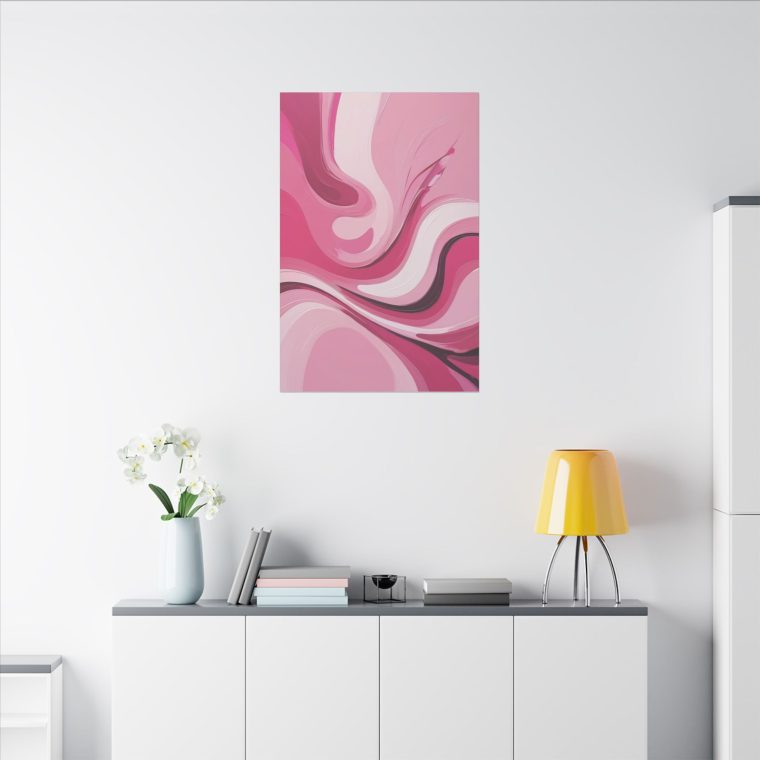 Flowing Harmony Modern Abstract Oil Painting in Gentle Pink Waves - Image 12