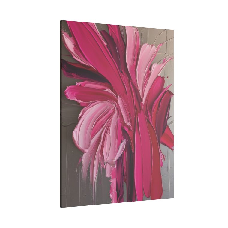 Floral Essence in Pink Bold Abstract Oil Painting with Dynamic Strokes - Image 6